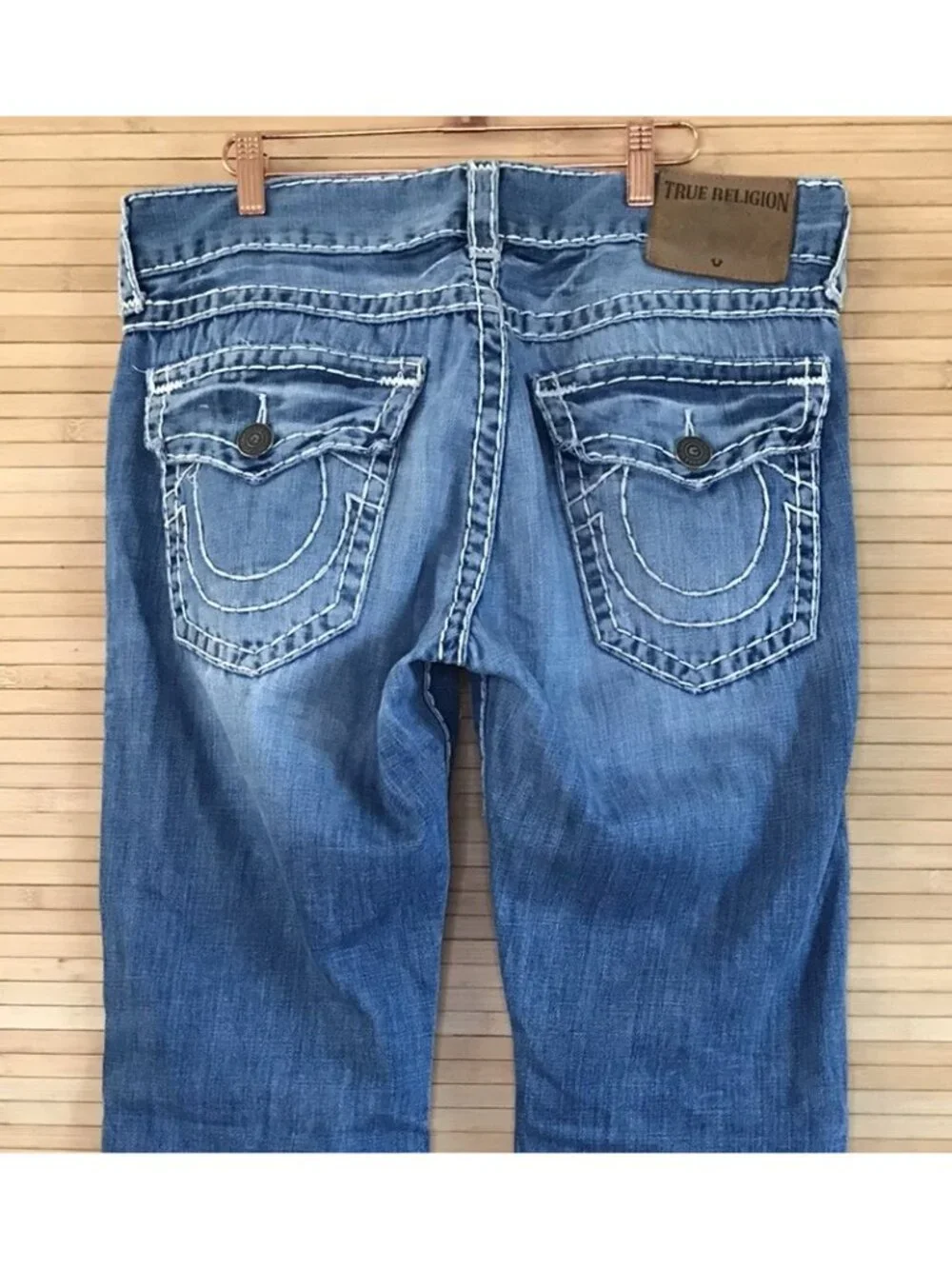 True Religion Ricky Super T Flap Rope Stitch Jeans Men’s 34 x 33 Relax Straight
